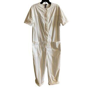 sweaty betty agile boiler suit utility jumpsuit sz small white short sleeve